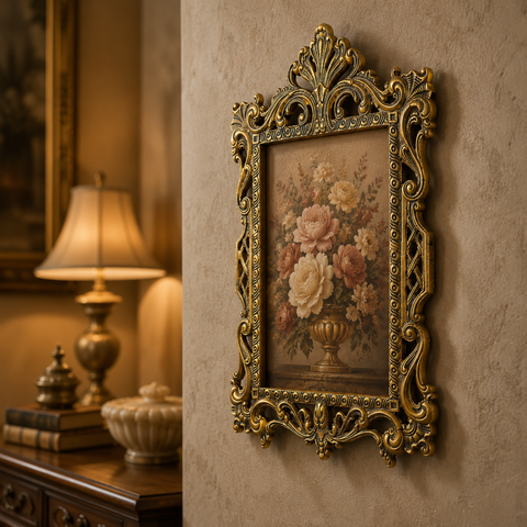 Vintage Photo Frame Brass Wall Decor | 12 X 17.8 Inches