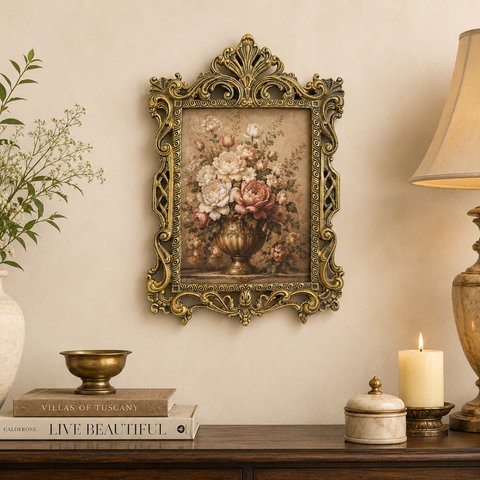 Vintage Photo Frame Brass Wall Decor | 12 X 17.8 Inches