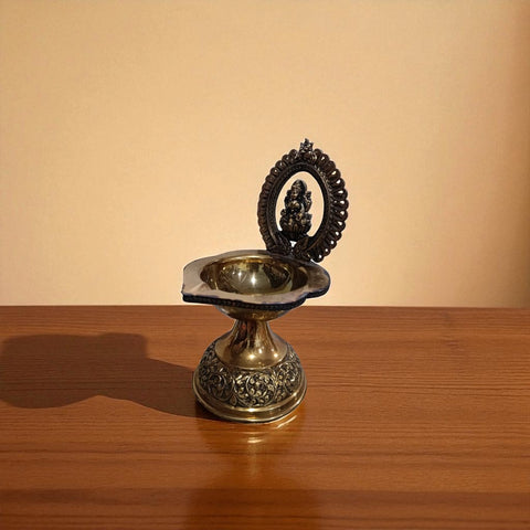 Traditional Superfine Brass Lakshmi Deepam| Pooja Oil Lamp for Home & Temple Décor (7.2 Inches )