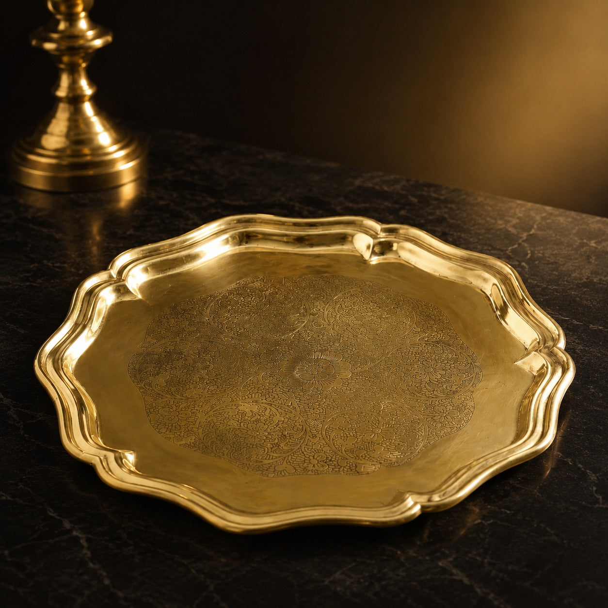 Brass Thali for Pooja | Serving  8-Inch | Traditional Pooja Plate | Rakhi & Accessories Not Included