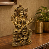 Brass Saraswati Statue – 15 Inch Handcrafted Decorative Idol for Home, Office & Temple Décor