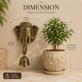 Brass Elephant Wall Hanging with Bell for Home Entrance, Temple & Vastu Decor | Antique Finish Decorative Door Hanging | 11 Inch