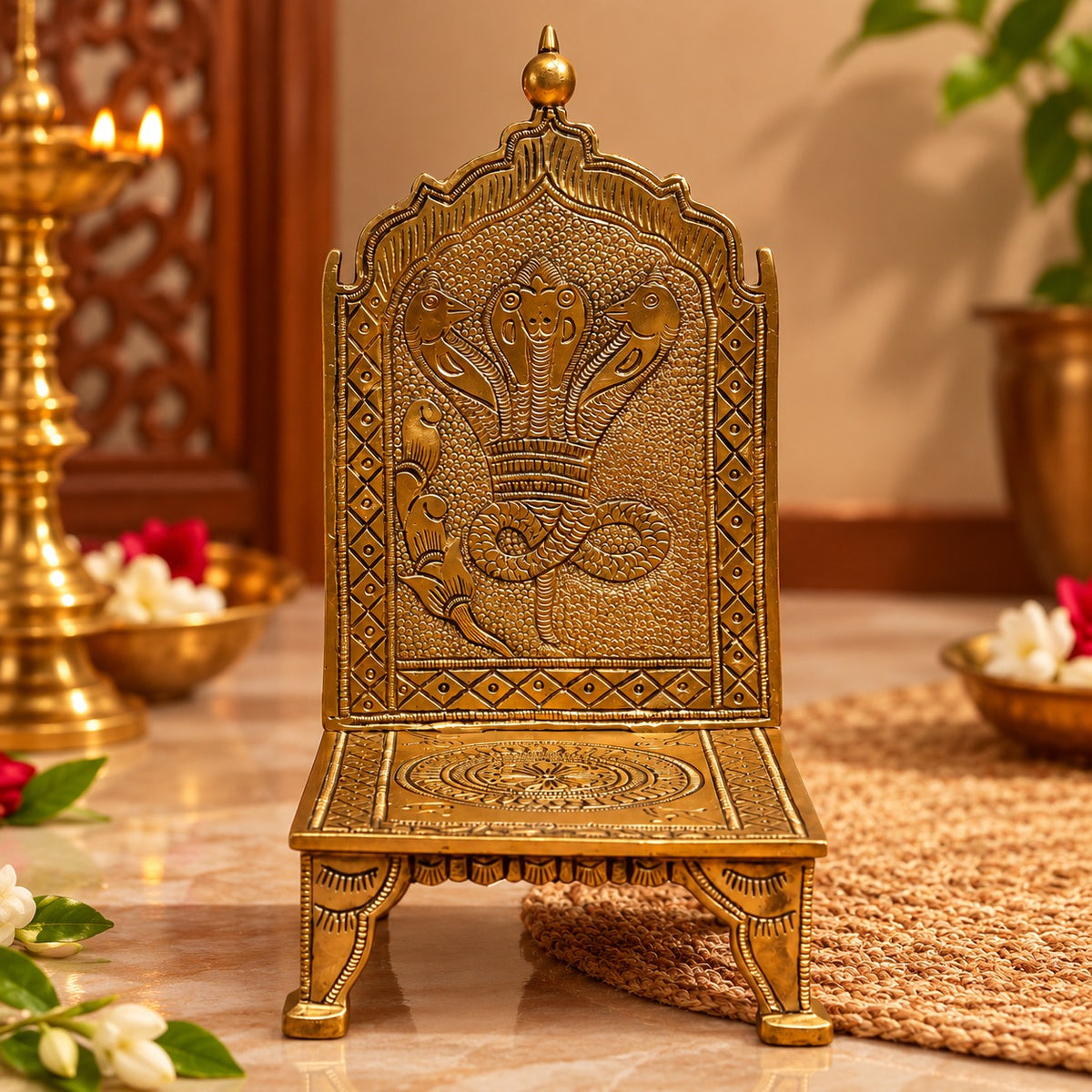 Brass Naga Throne Singhasan - Small