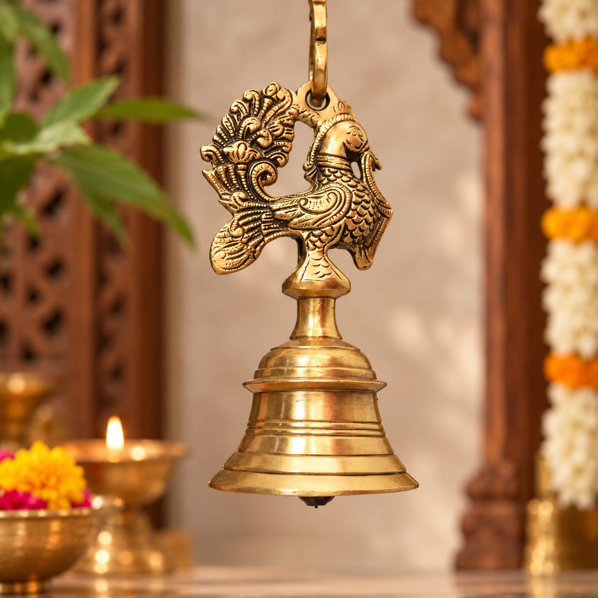 Brass Peacock Hanging Bell