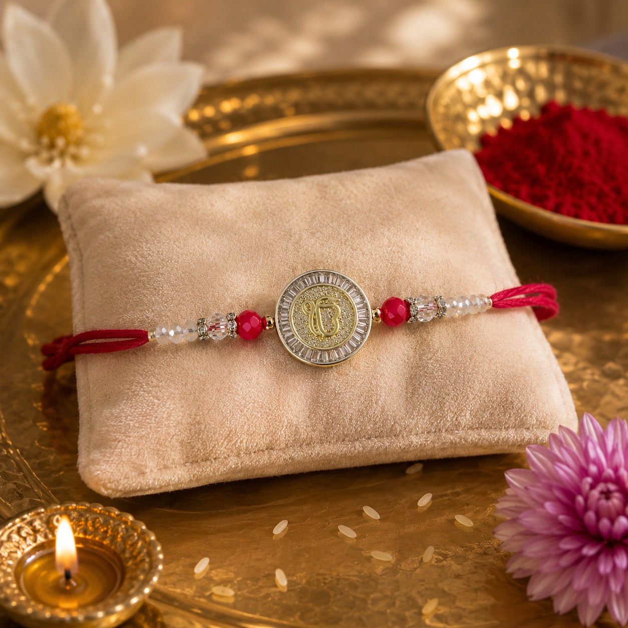 Premium Ik Onkar Rakhi for Brother with Roli Chawal