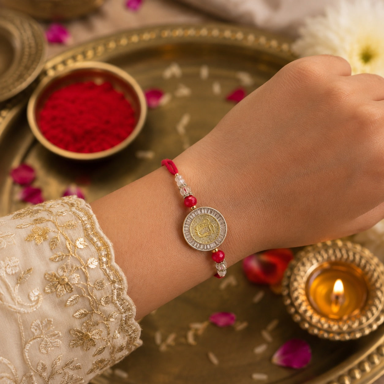 Premium Ik Onkar Rakhi for Brother with Roli Chawal