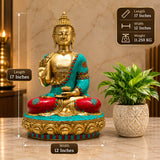 Buddha Mosaic Brass Statue for Vastu Decor | 17 inches