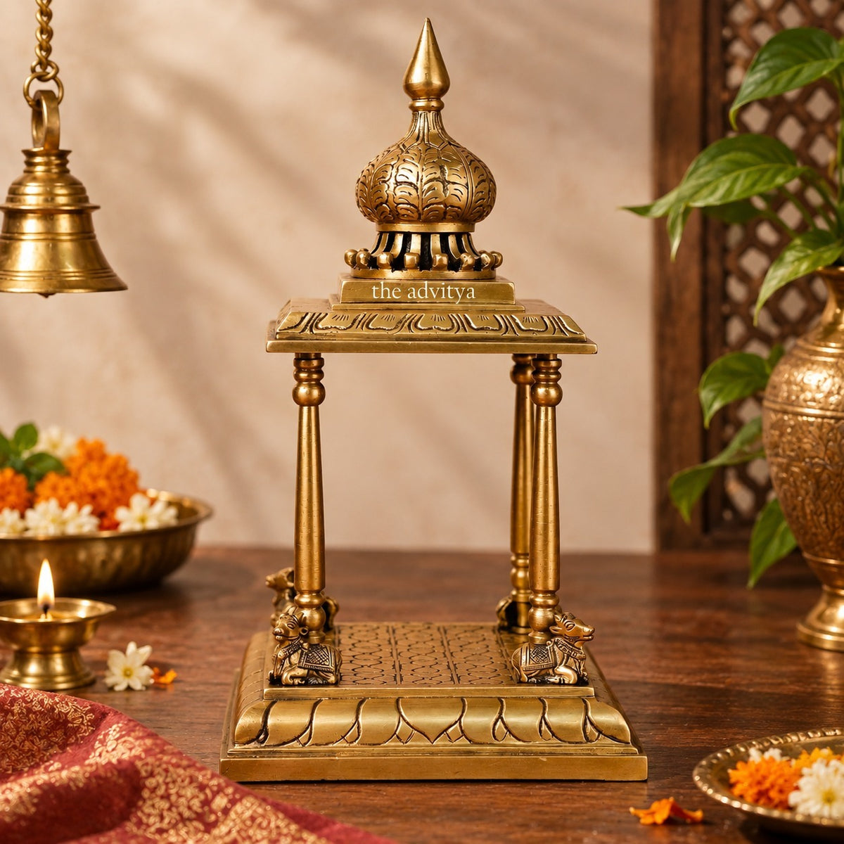 Brass Temple with Nandi