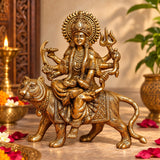 Brass Durga Idol Sitting on Lion