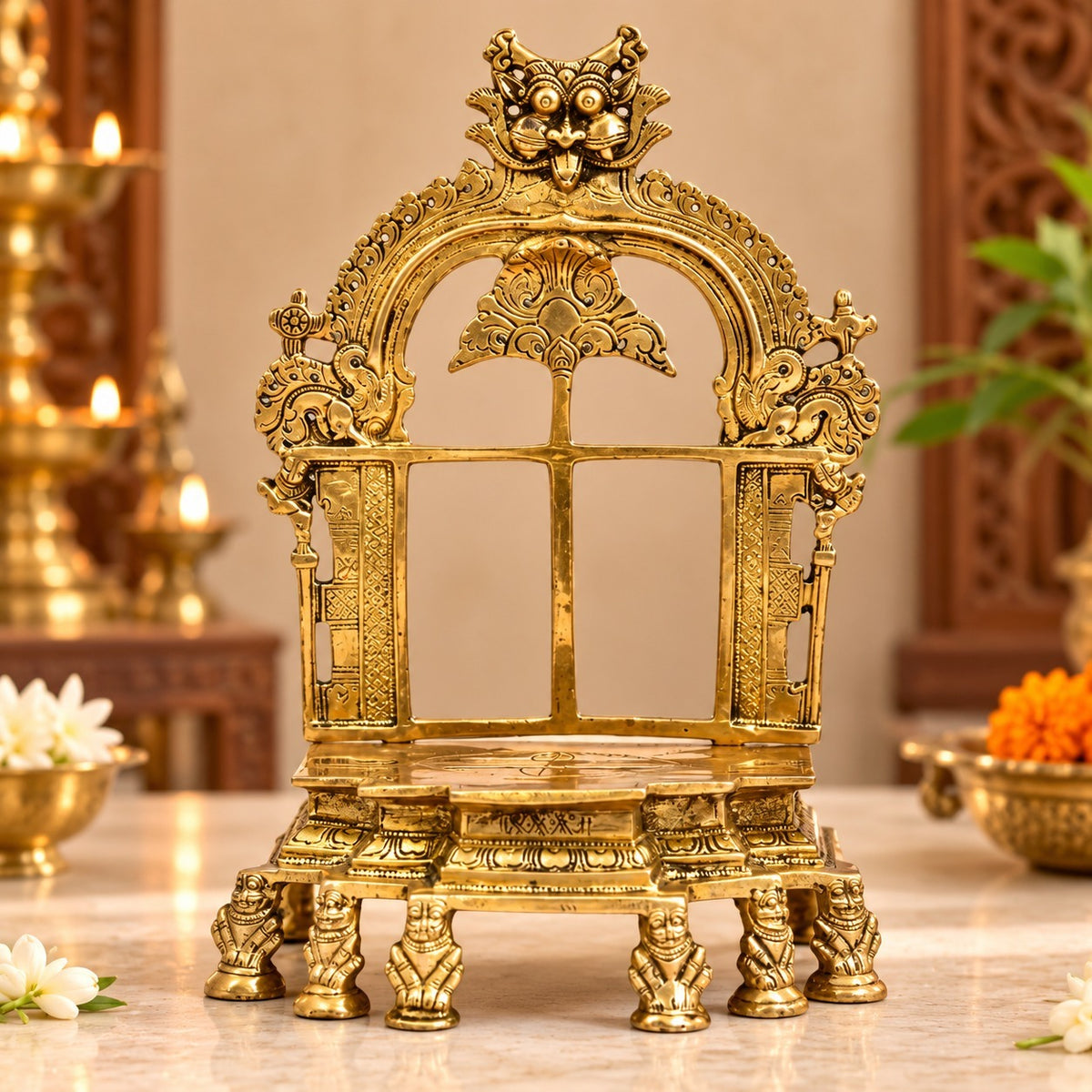 Yali God Throne- Brass Singhasan