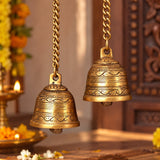 Handcrafted Hanging Brass Bell with Chain | Decorative Wall Hanging for Home Decor