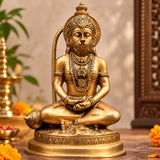 Brass Hanuman Statue In Meditating Mudra