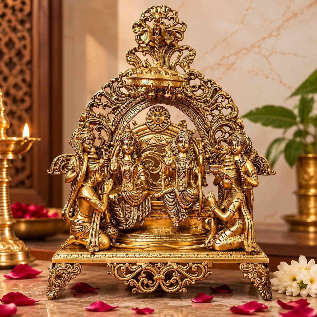 Brass Ram Darbar Statue on Singhasan Superfine