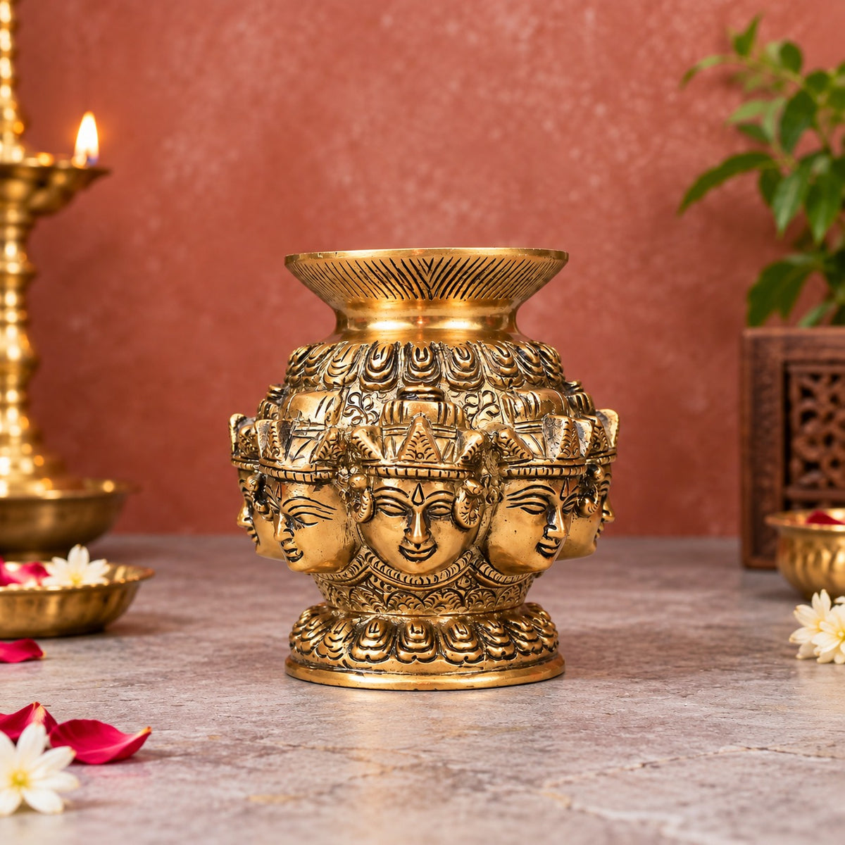 Brass Ashthlaxmi kalash