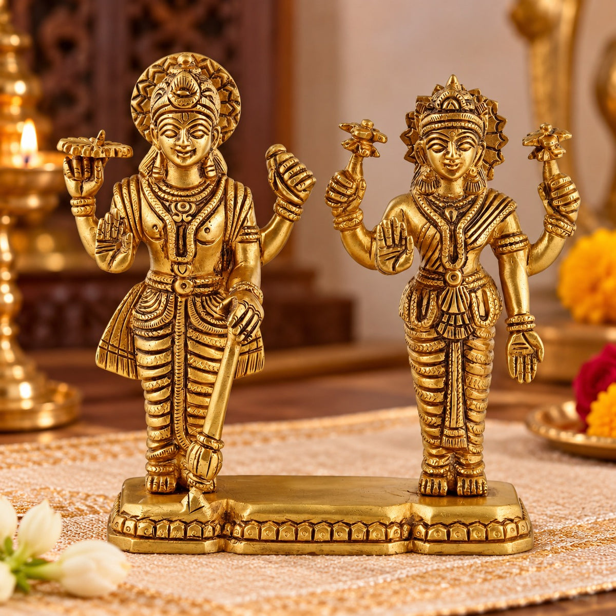 Brass Laxmi Vishnu Narayan Statue