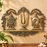 Brass Sankh Chakra Namah Wall Hanging Plate