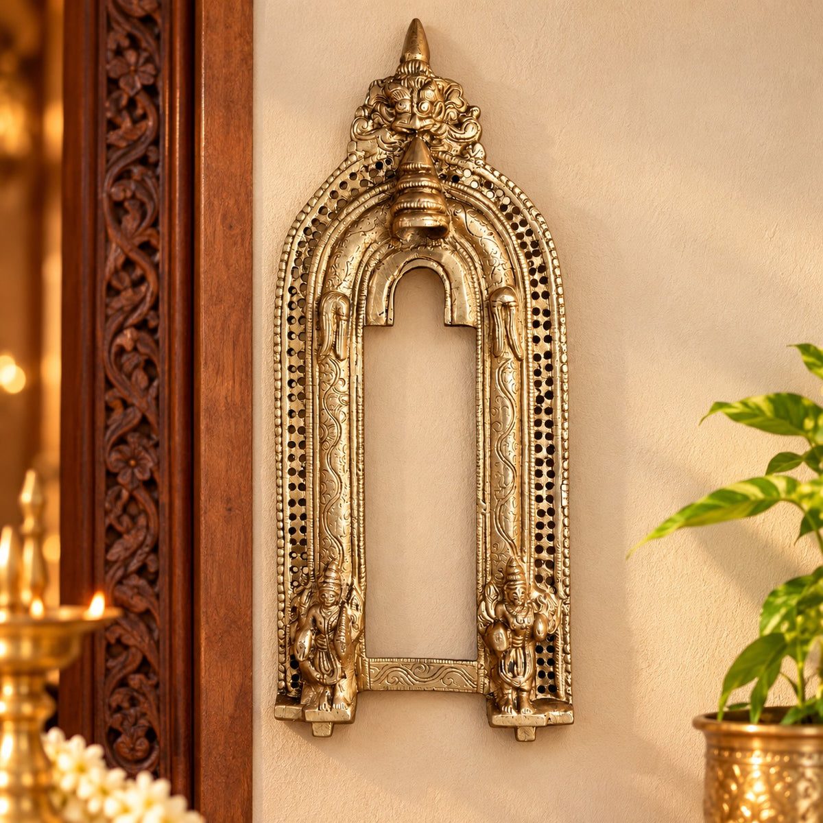 Brass Prabhavali with Mythical Yali