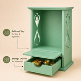 Wooden Pooja Mandir with Storage Drawer & Tray | 13 Inch