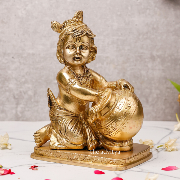 Brass Lord Krishna - Baal Gopal idol With Butter