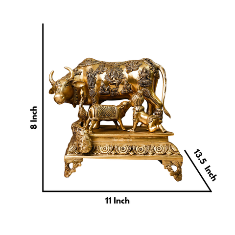 Brass Cow with Calf and Bal Gopal