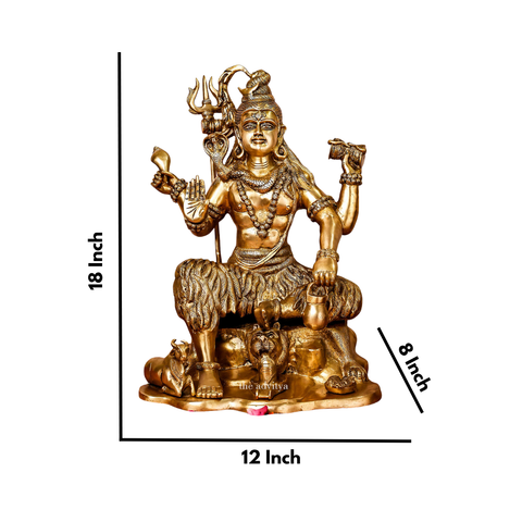 Brass Shiva on Lion Mat Large