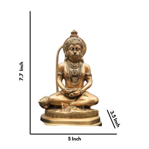 Brass Hanuman Statue In Meditating Mudra