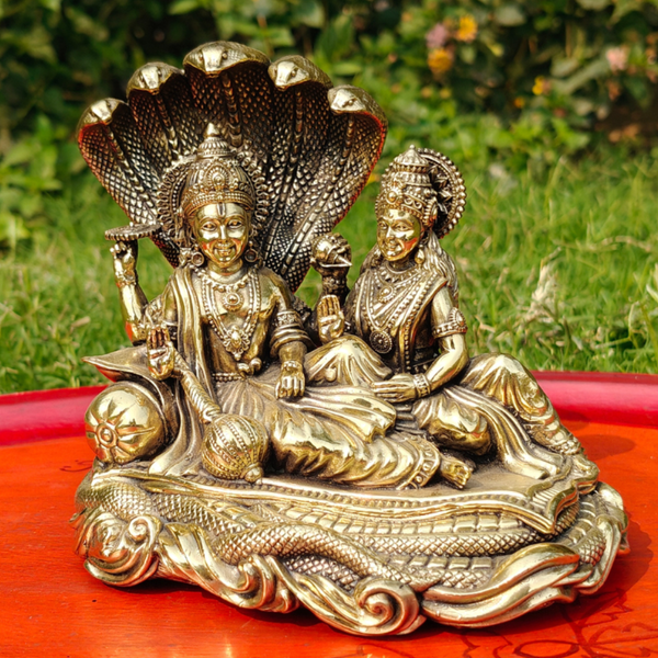 Superfine Brass Vishnu Laxmi Sitting On Snake