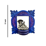 Wooden Carved Handpainted Blue Bracket With Superfine Brass Vishnu  With Laxmi