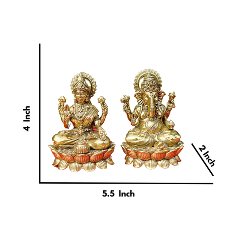 Superfine Brass Ganesh Laxmi On Lotus