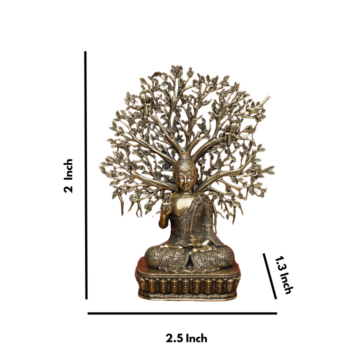 Superfine Brass Buddha with Kalpavriksha Tree Statue