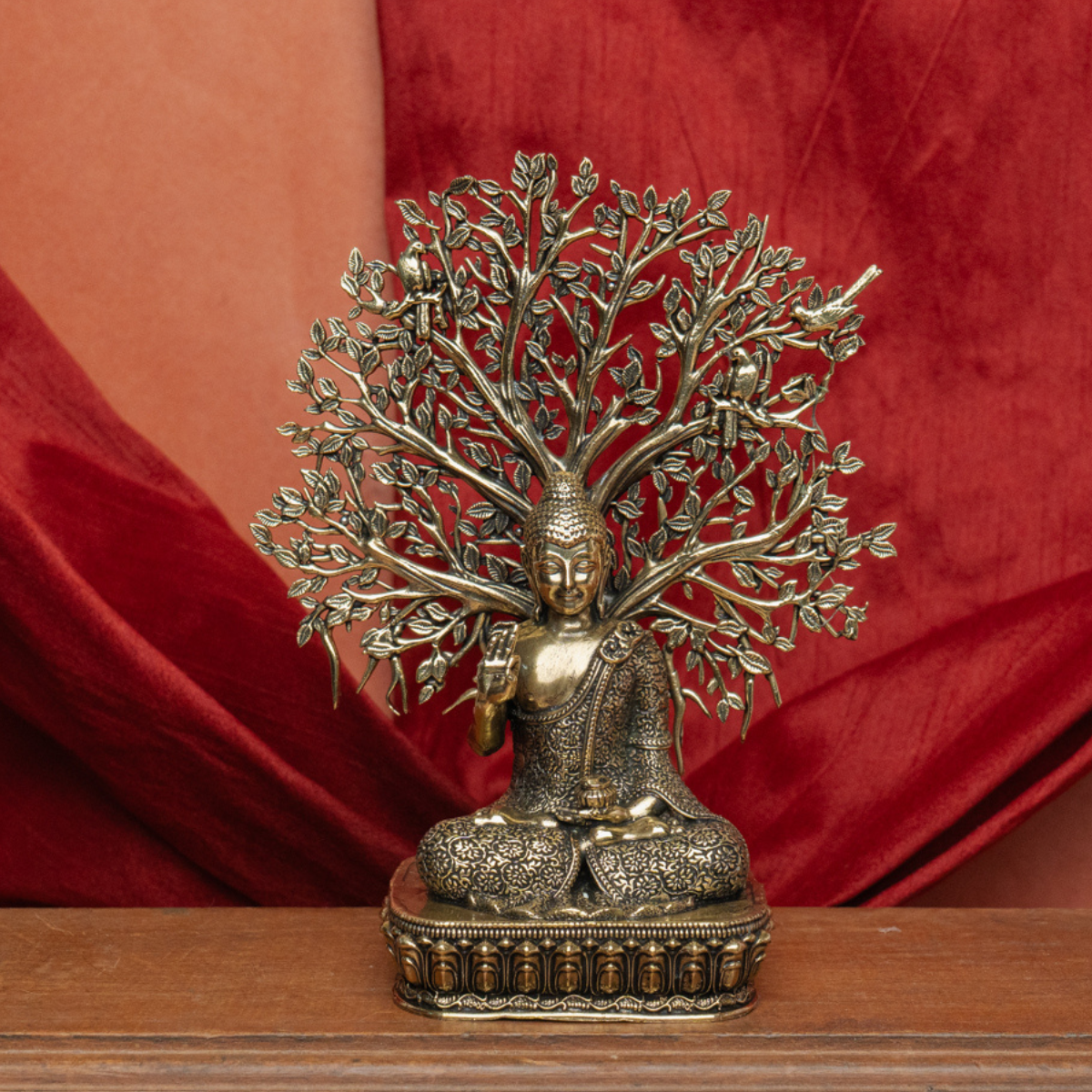 Superfine Brass Buddha with Kalpavriksha Tree Statue