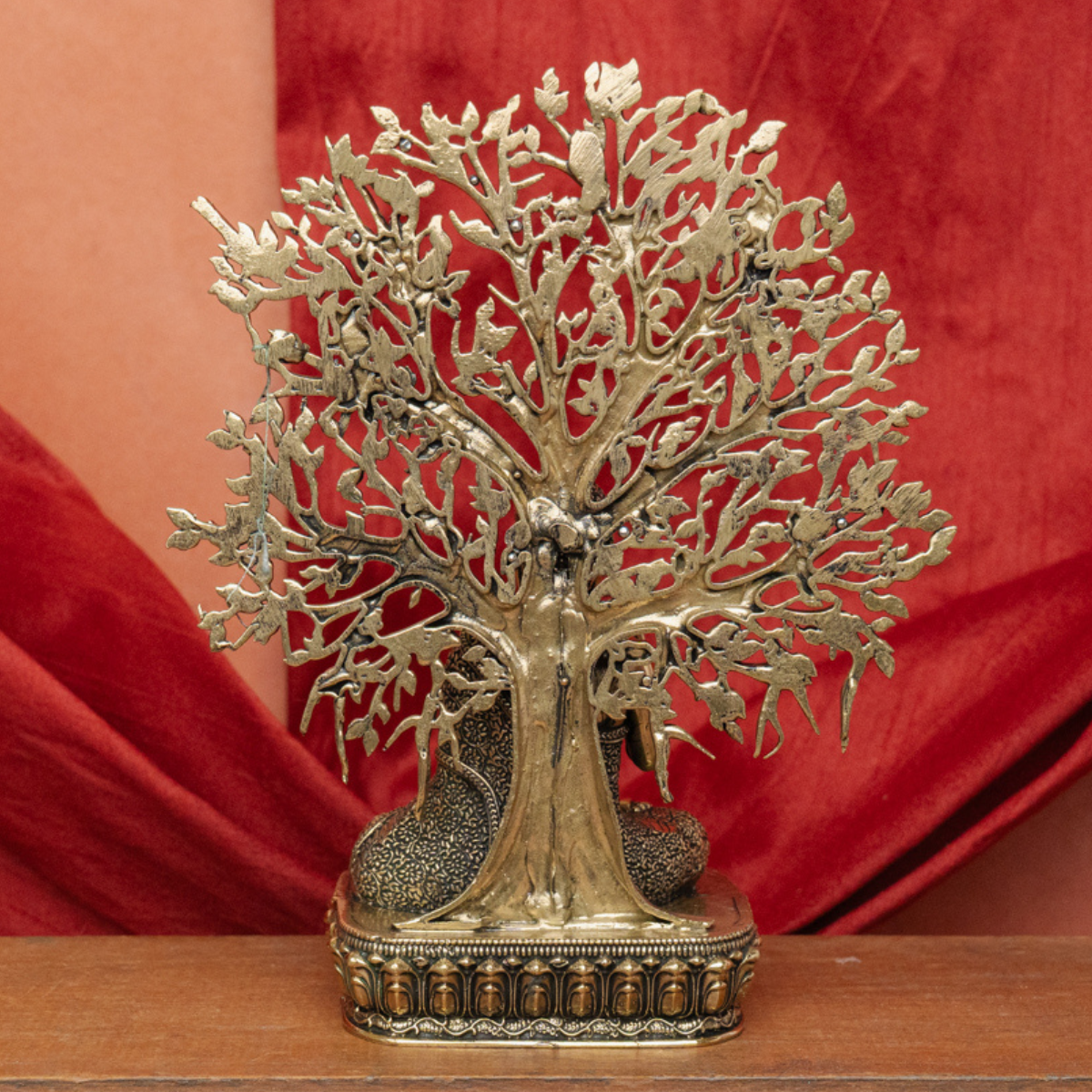 Superfine Brass Buddha with Kalpavriksha Tree Statue