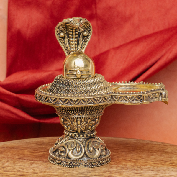 Superfine Brass Shivalinga with Protecting Naag Statue