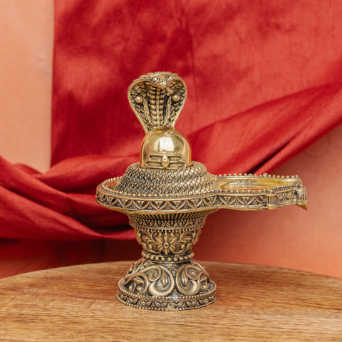 Superfine Brass Shivalinga with Protecting Naag Statue