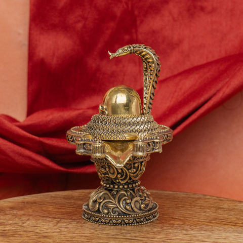 Superfine Brass Shivalinga with Protecting Naag Statue