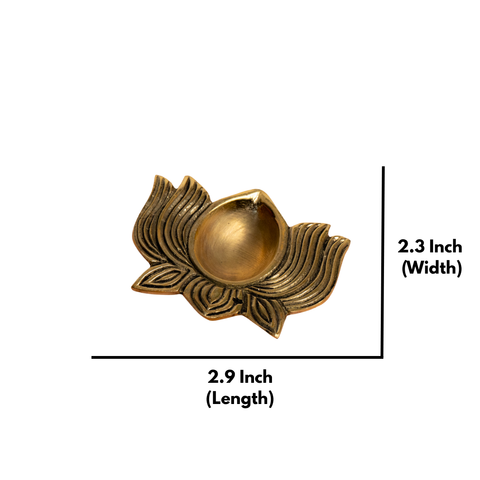 Brass Lotus Shaped Oil Diya Lamp | Gifting & Mandir Decor ( Set of - 2 )
