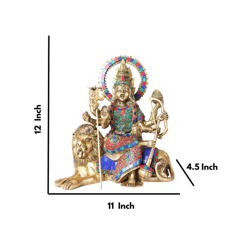 Brass Durga Mata in Mosaic work
