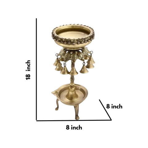 Round Bells Design Urli with Diya Stand