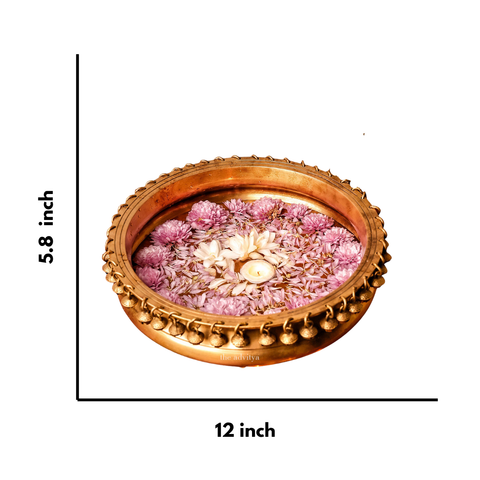 Brass Urli Bowl with Ghungroo | Traditional Home and Festive Decor Piece