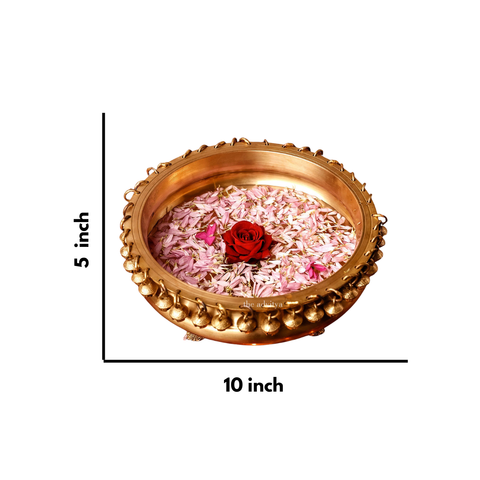 Brass Urli with Ghungroo | Traditional Decorative Bowl for Home and Festive Decor