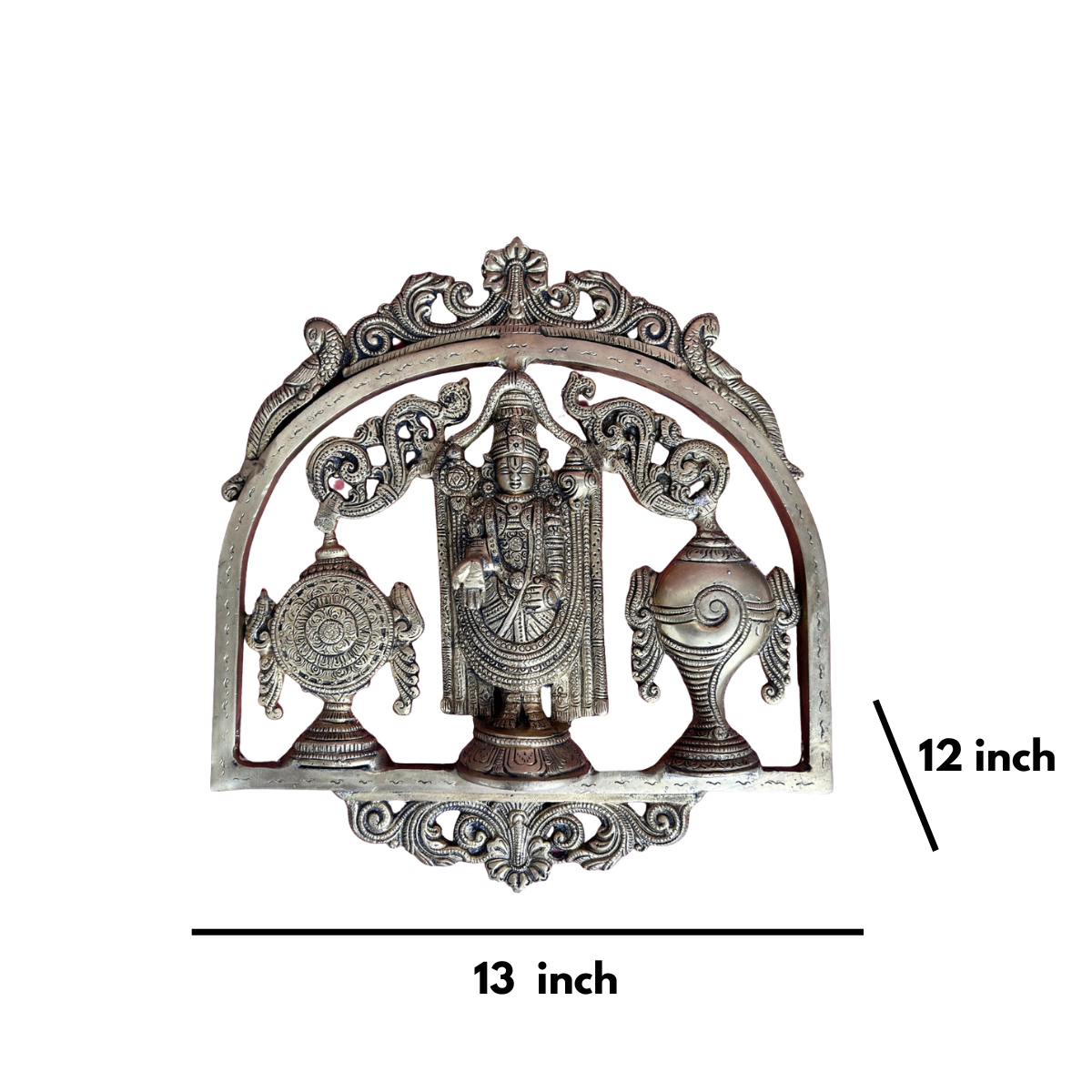 Brass Lord Venkateshwara Swami With Shankh Chakra Wall Hanging Plate