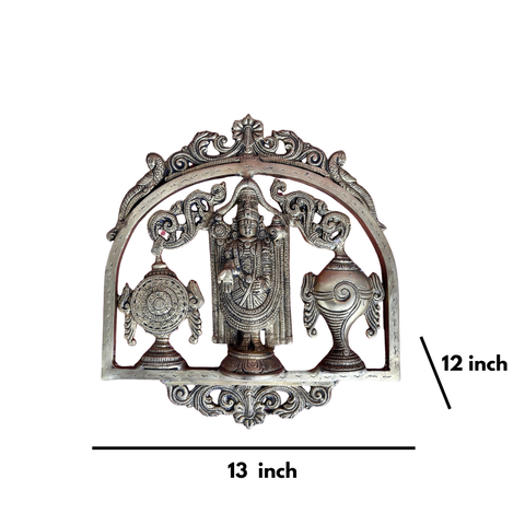 Brass Lord Venkateshwara Swami With Shankh Chakra Wall Hanging Plate