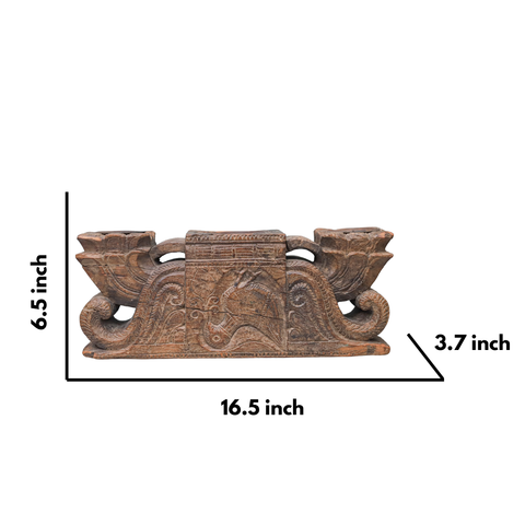 Antique Wooden Three Pillar Candle Stand
