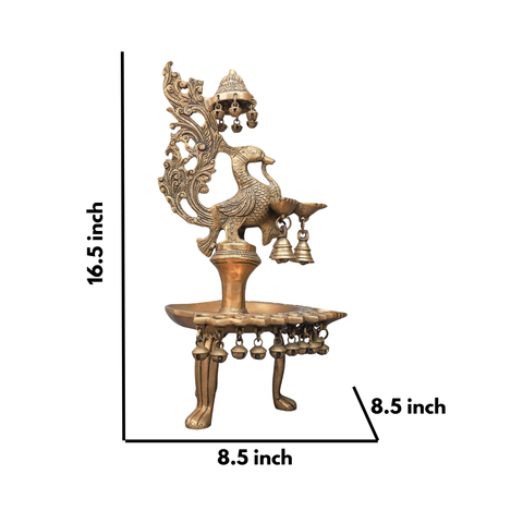 Brass Peacock Oil Lamp Stand