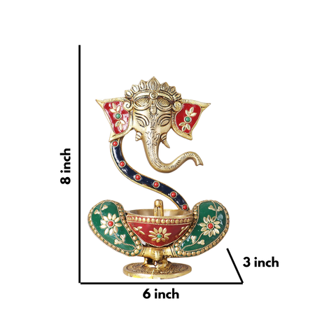 Mosaic Ganesha Floating Idol with Akhand Diya
