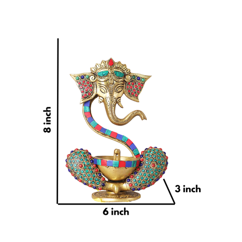 Mosaic Ganesha Idol with Akhand Diya