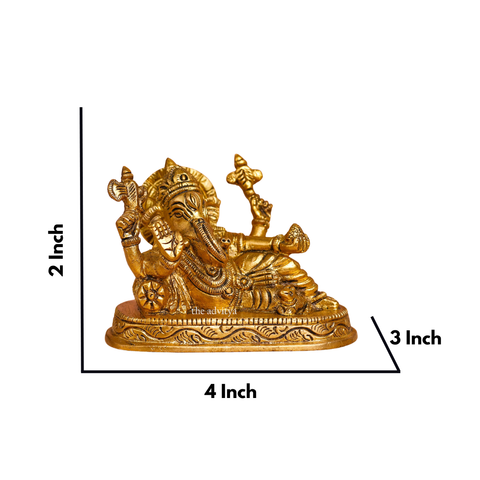 Relaxing Blessing Ganesha Brass Statue