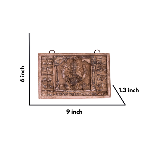 Wooden Ganesha Wall Decor Panel with Vintage Finish