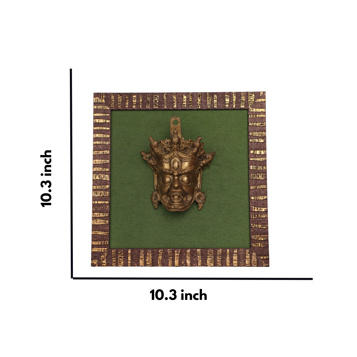 Brass Tibetan Buddhist Mahakala on Fabric Wooden Frame