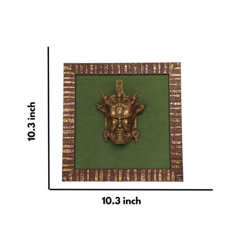 Brass Tibetan Buddhist Mahakala on Fabric Wooden Frame